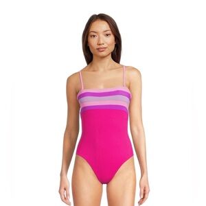 Beach Riot Pink and Purple Striped One Piece Swimsuit